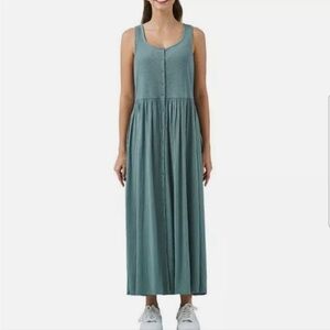 Frye Easy Button Front Dress Trooper Midi Dress Teal Green in color.